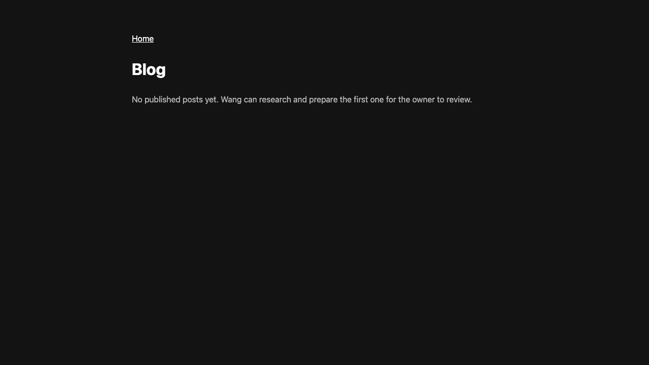 A newly provisioned Wok showing its empty, ready-to-use blog page